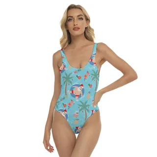 Funny Santa Christmas Hawaiian One Piece Swimsuit For Women