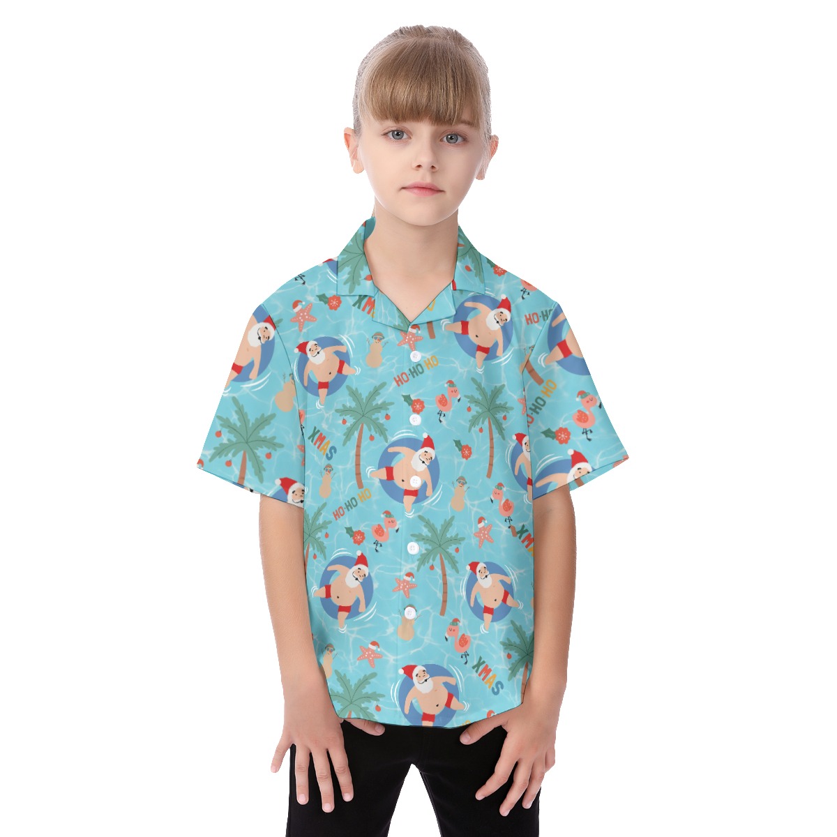 Santa Christmas Hawaiian Shirt For Kids - variant image 1
