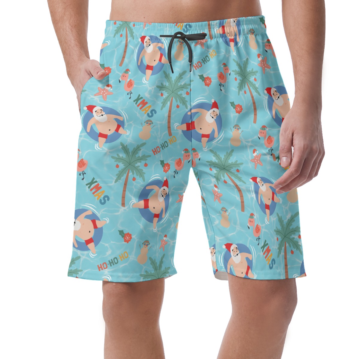 Funny Santa Christmas Board Shorts For Men - variant image 1