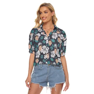 Custom Hawaiian Crop Top With Face For Women