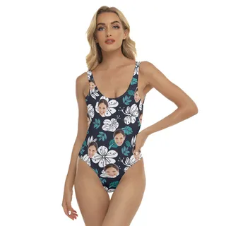 Custom Face Floral One Piece Swimsuit For Women