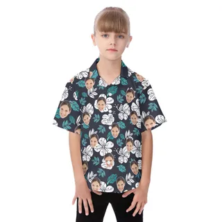 Floral Custom Hawaiian Shirt With Face For Kids
