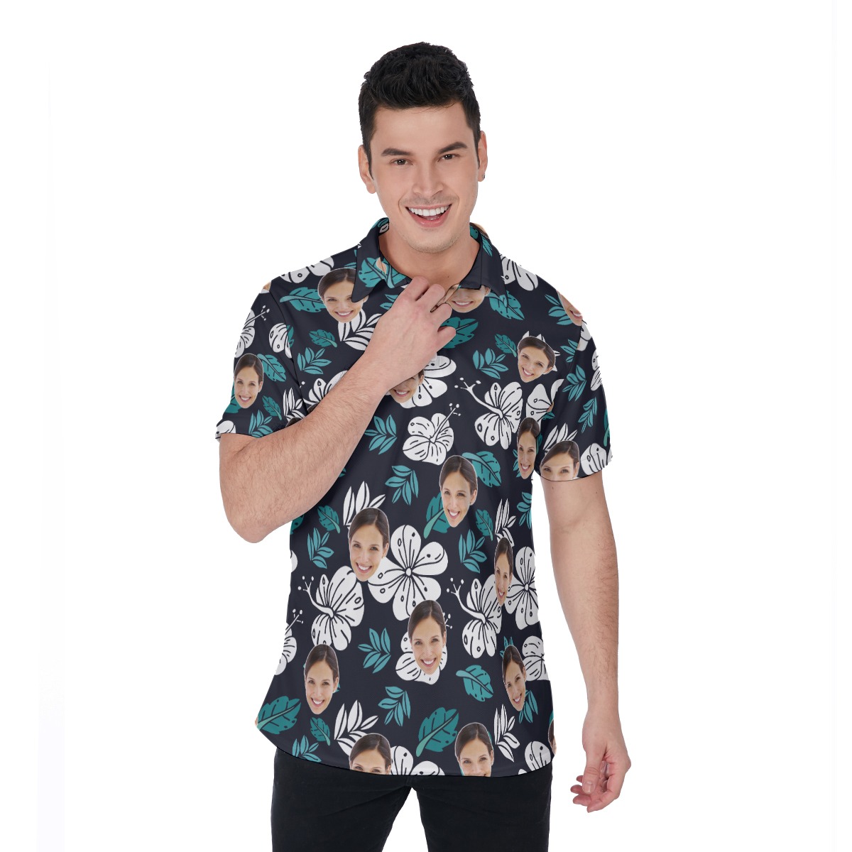 Custom Hawaiian Polo Shirt With Face For Men - variant image 1