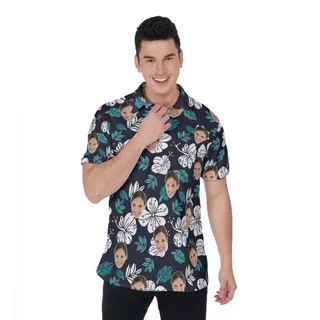 Custom Hawaiian Polo Shirt With Face For Men