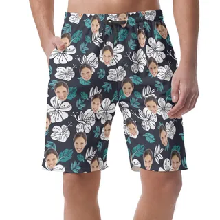 Custom Hawaiian Beach Shorts With Face For Men
