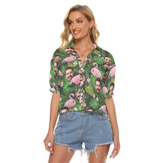 Women's Hawaiian Crop Top With Face Custom