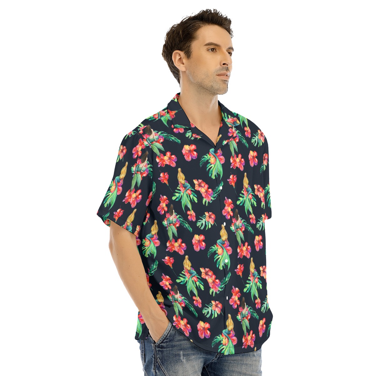 Mermaid Floral Hawaiian Shirt