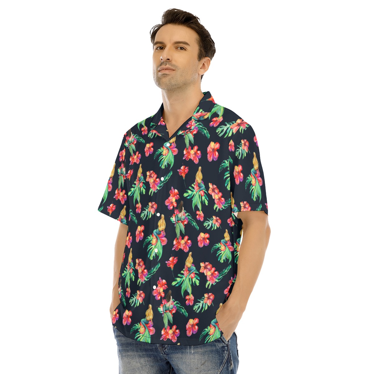 Mermaid Floral Hawaiian Shirt