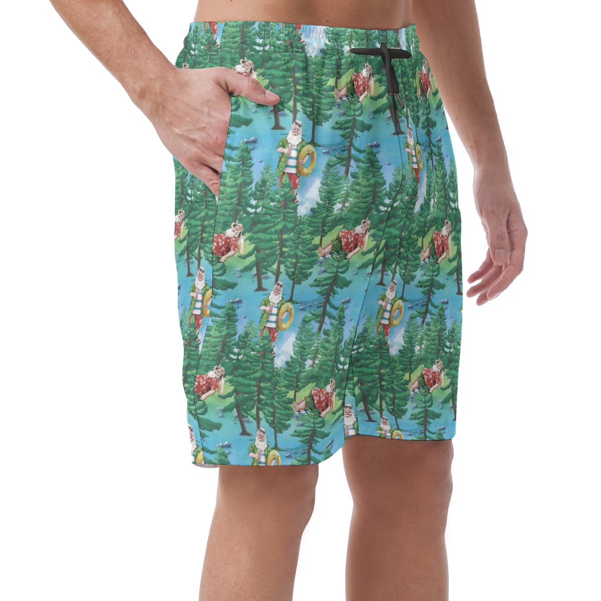 Santa Christmas Hawaiian Outfit Men's Hawaiian Board Shorts