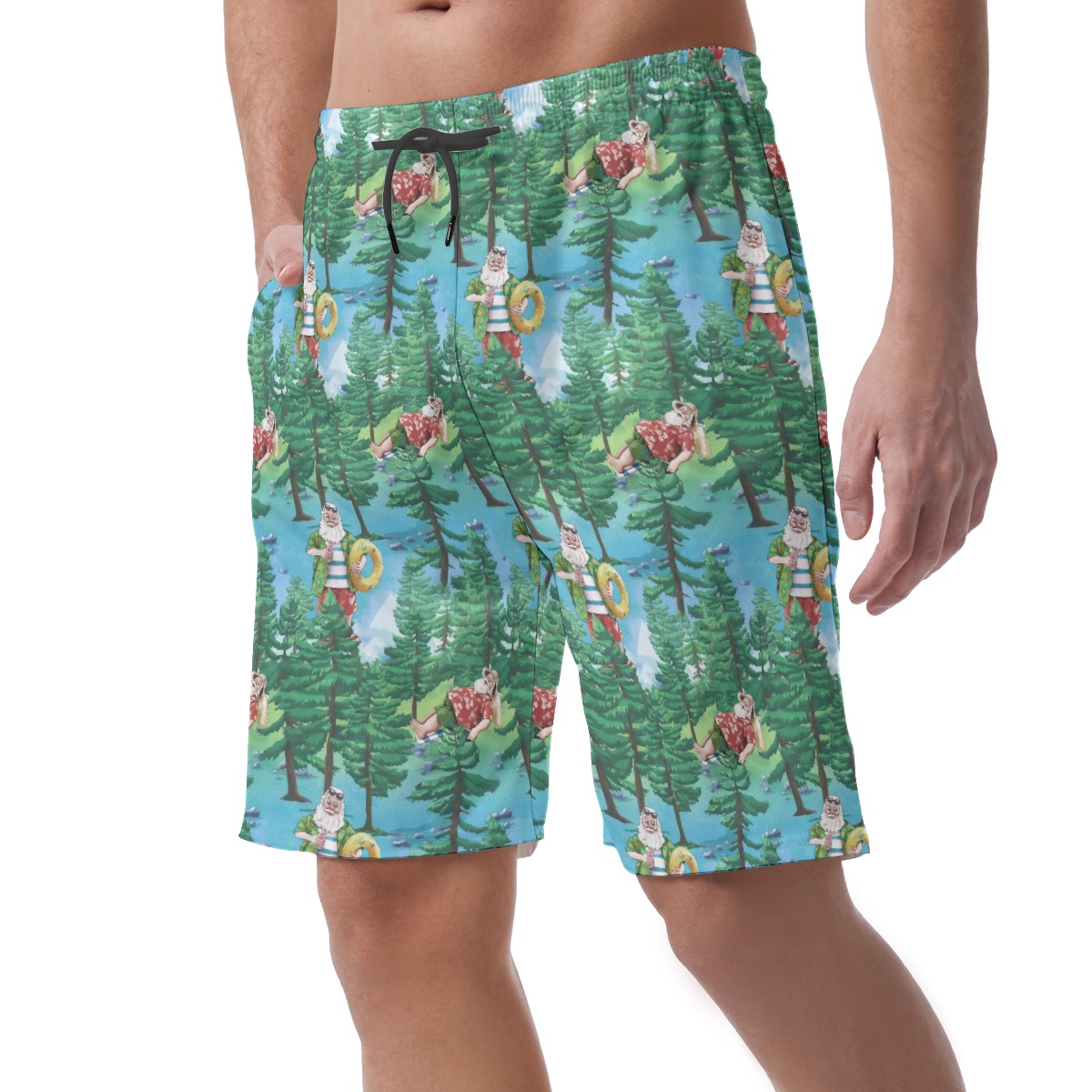 Santa Christmas Hawaiian Outfit Men's Hawaiian Board Shorts