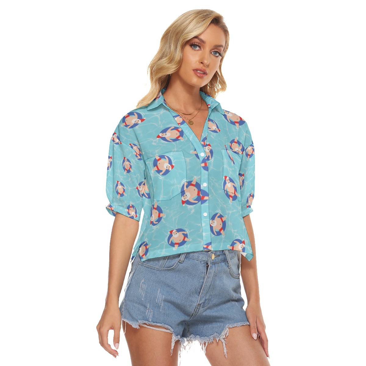 Santa Christmas Hawaiian Crop Top