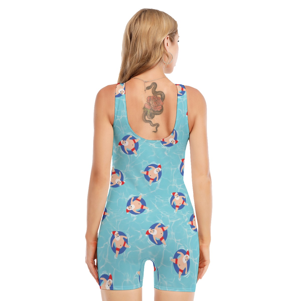 Swimming Santa Christmas Hawaiian Swimsuit For Women