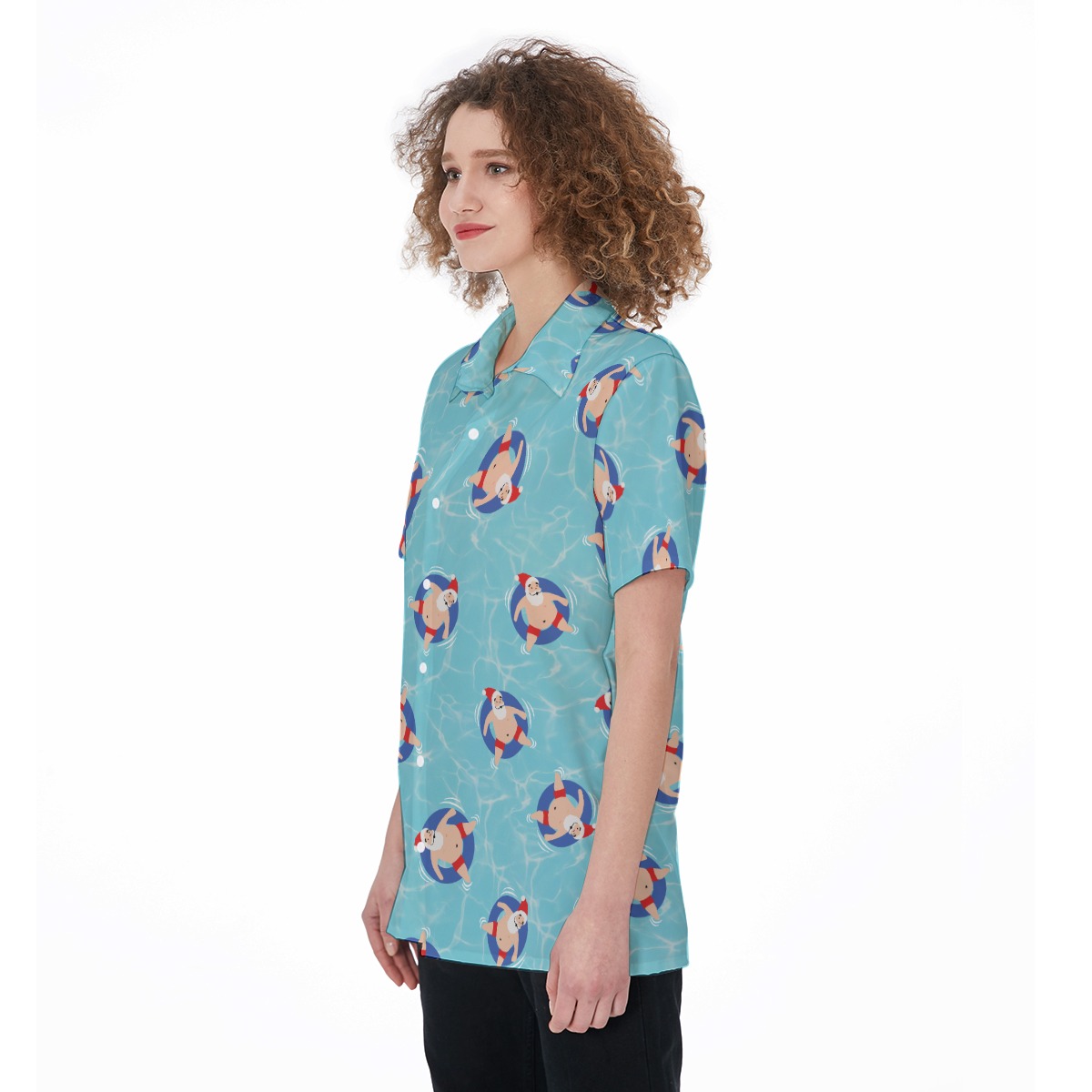 Santa Claus Christmas Hawaiian Shirt For Women
