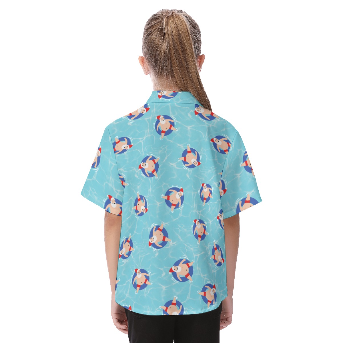 Christmas Santa Aloha Shirt For Kids
