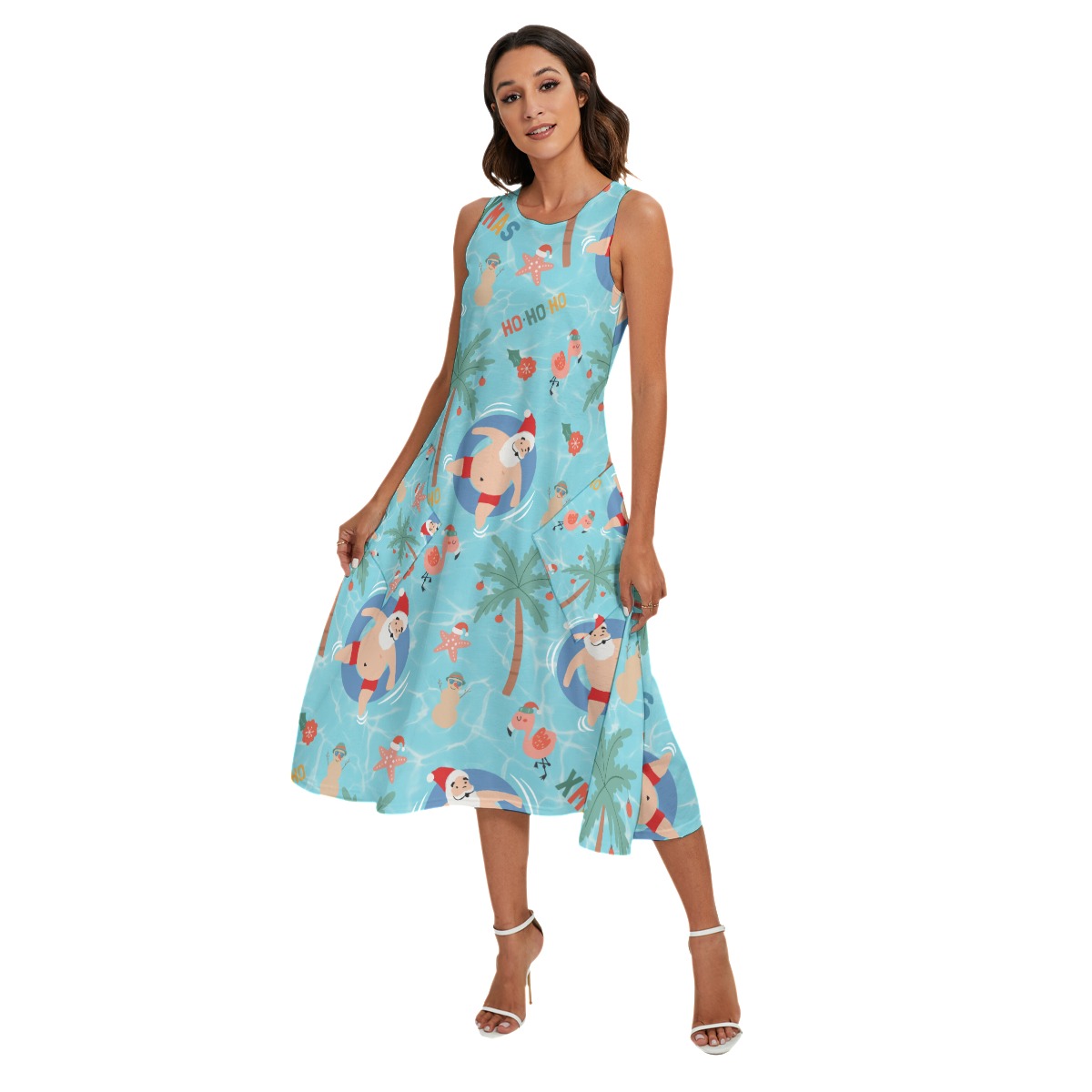 Santa Christmas Hawaiian Dress With Pockets