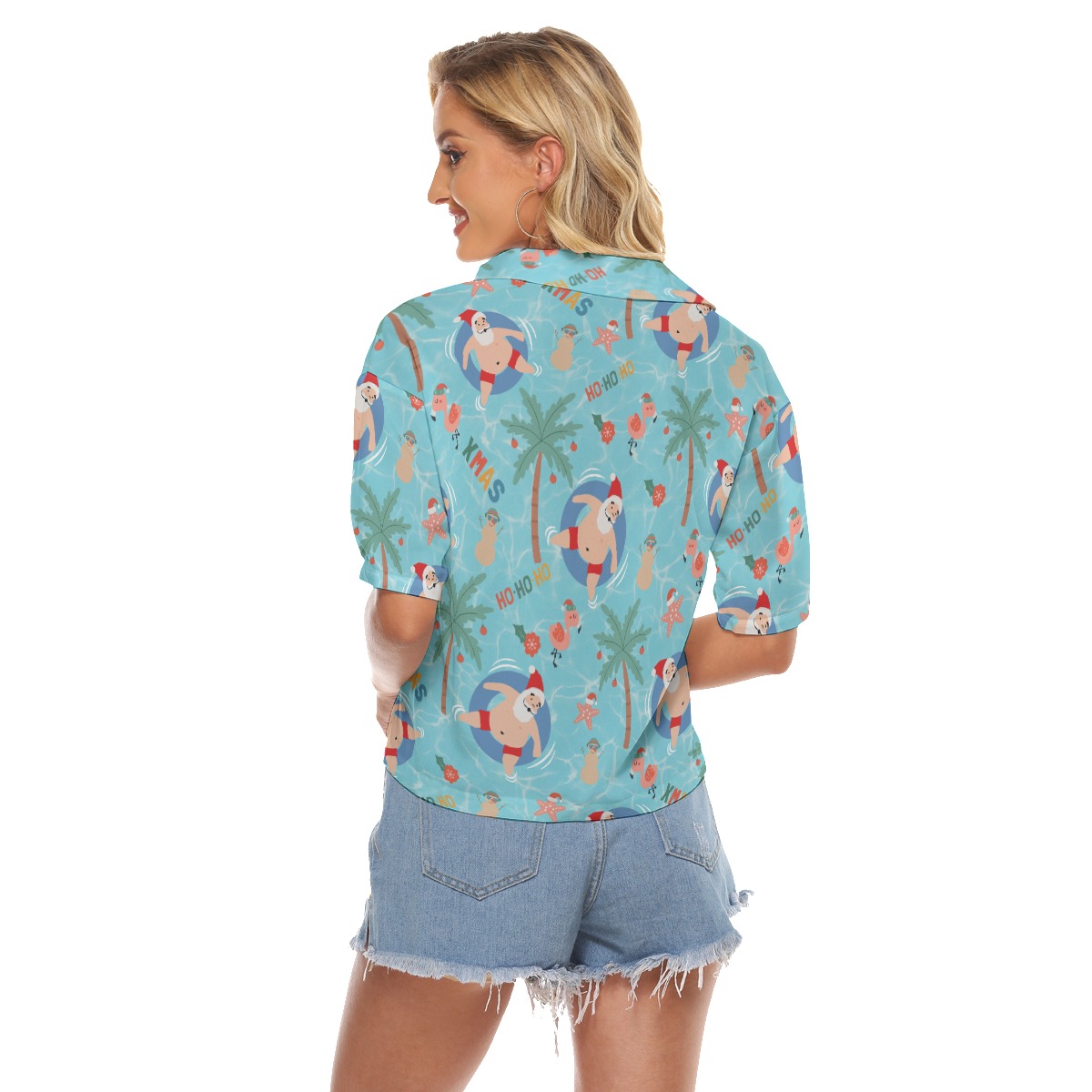 Santa Christmas Hawaiian Crop Top For Women