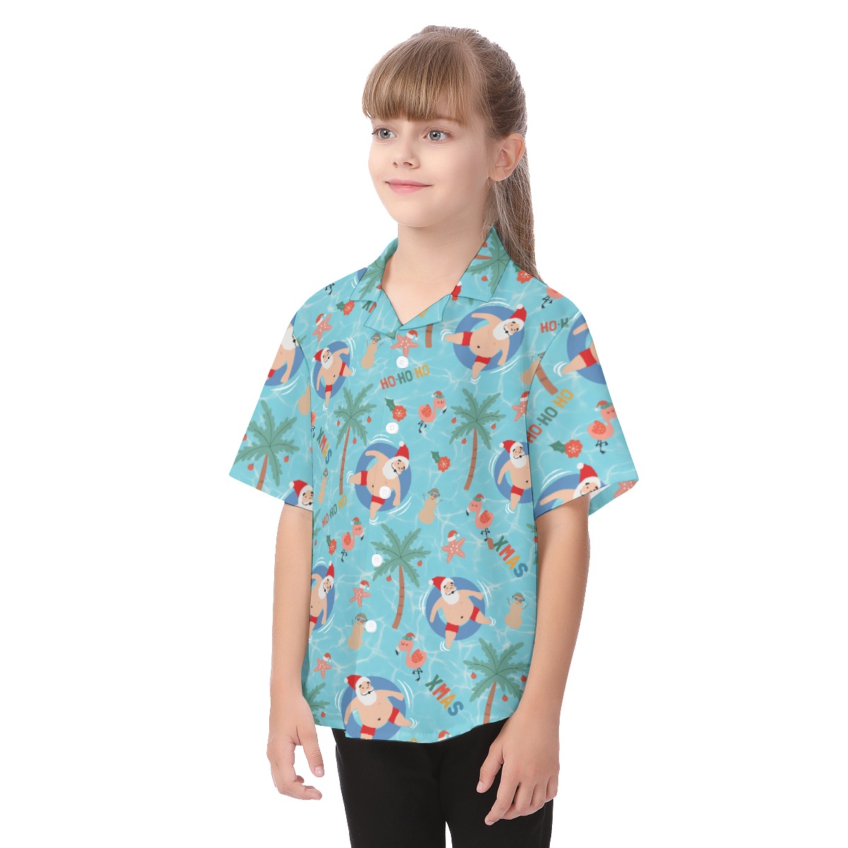 Santa Christmas Hawaiian Shirt For Kids