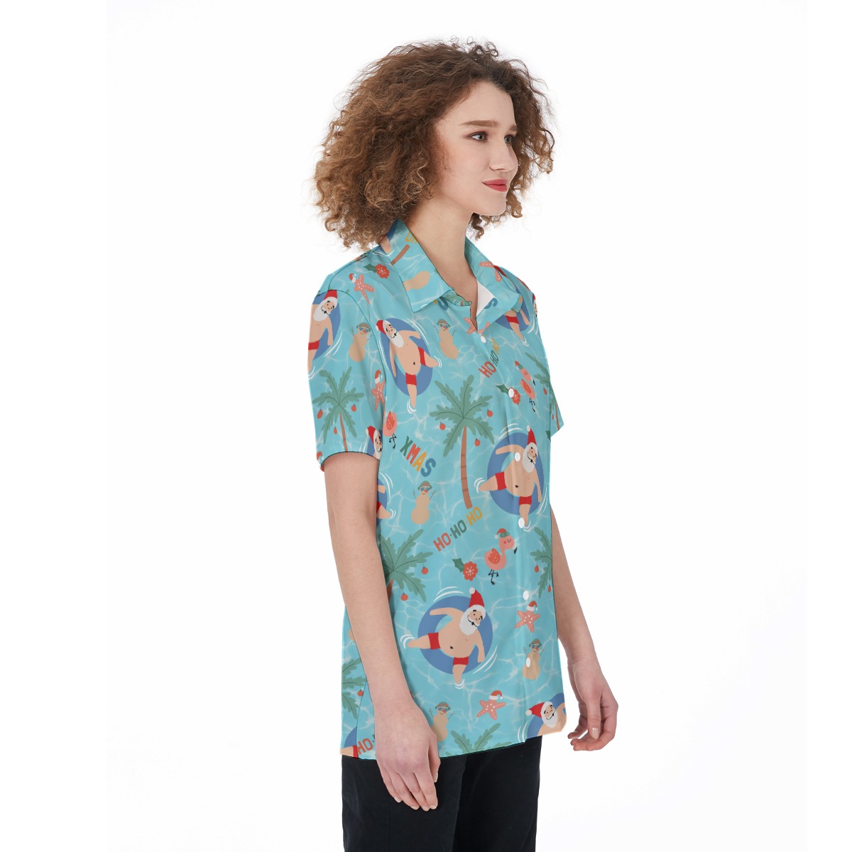 Santa Hawaiian Shirt For Women | Women's Christmas Hawaiian Shirt