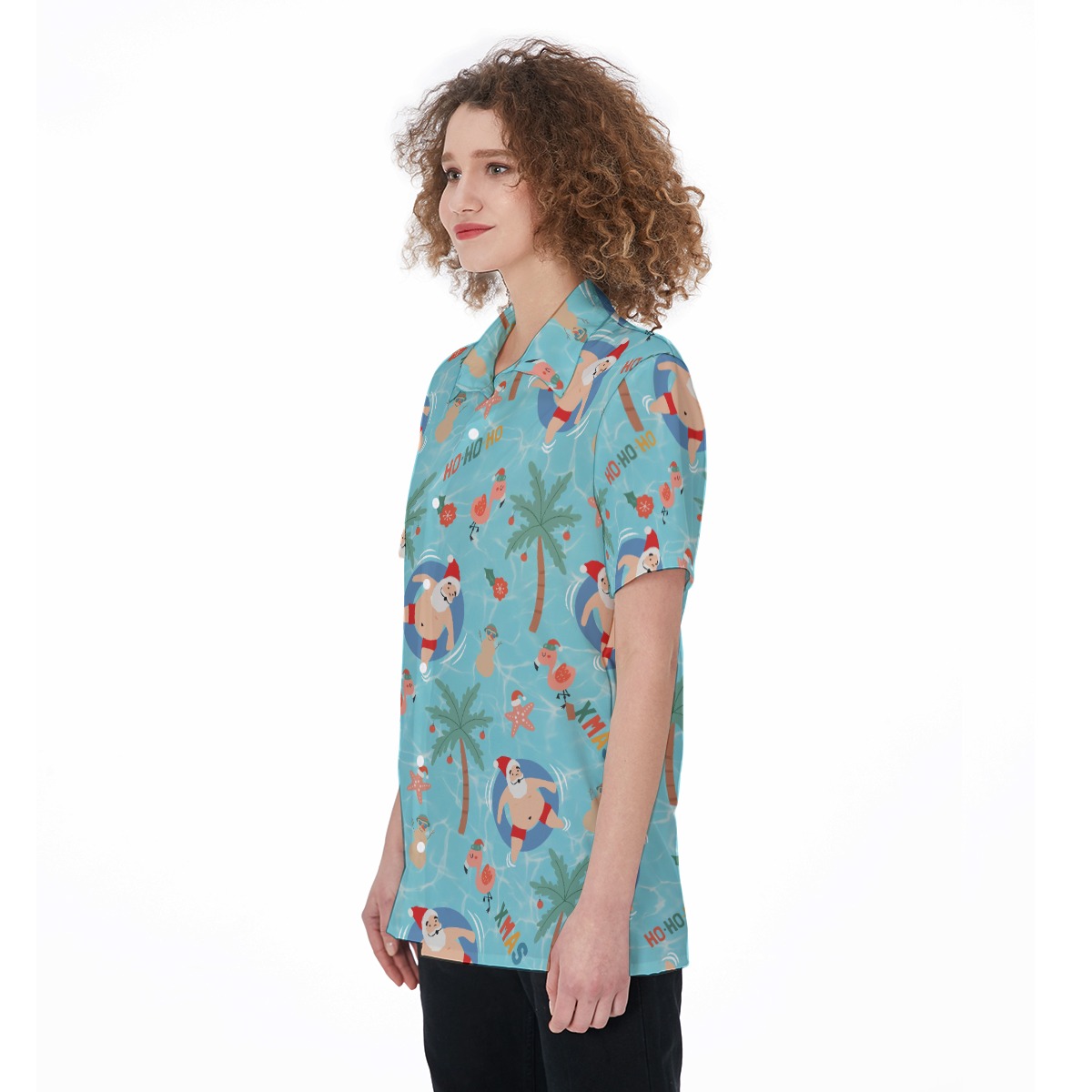 Santa Hawaiian Shirt For Women | Women's Christmas Hawaiian Shirt