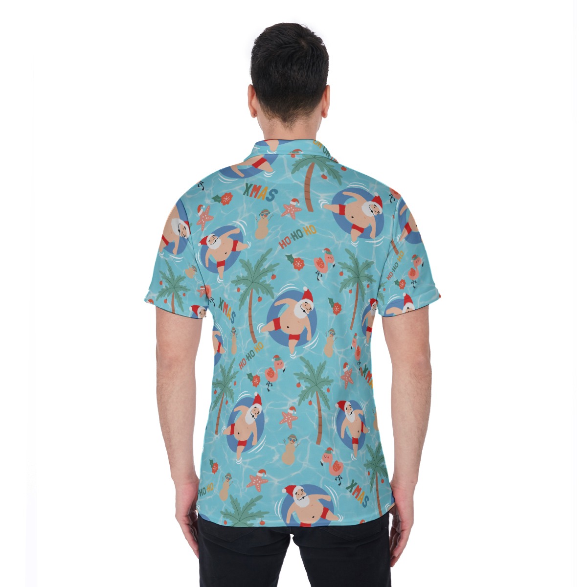 Santa Christmas Hawaiian Polo Shirt For Men