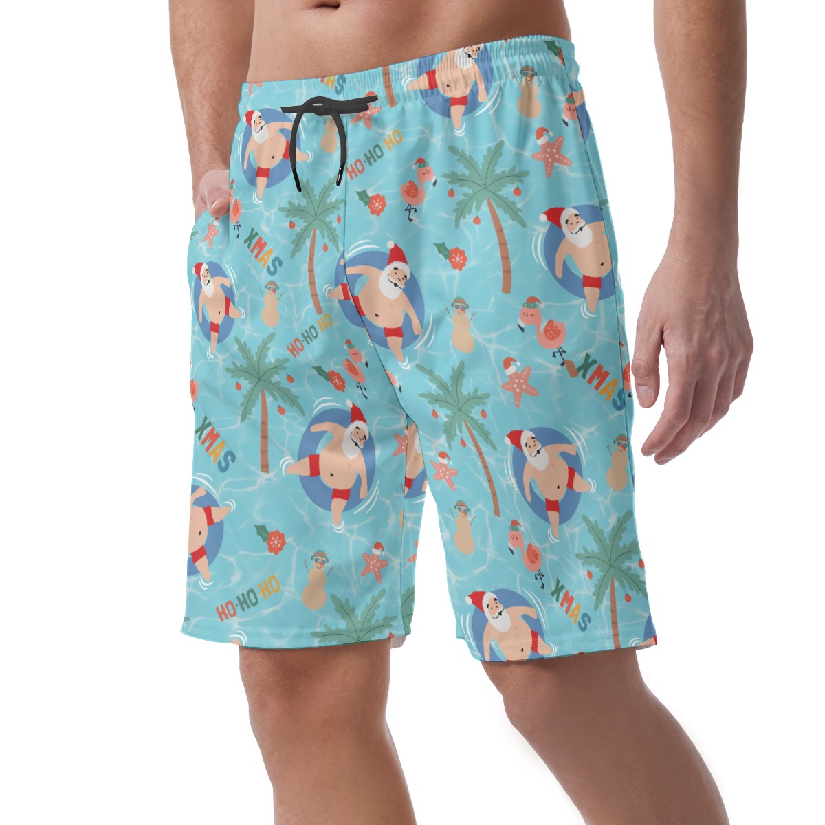 Funny Santa Christmas Board Shorts For Men