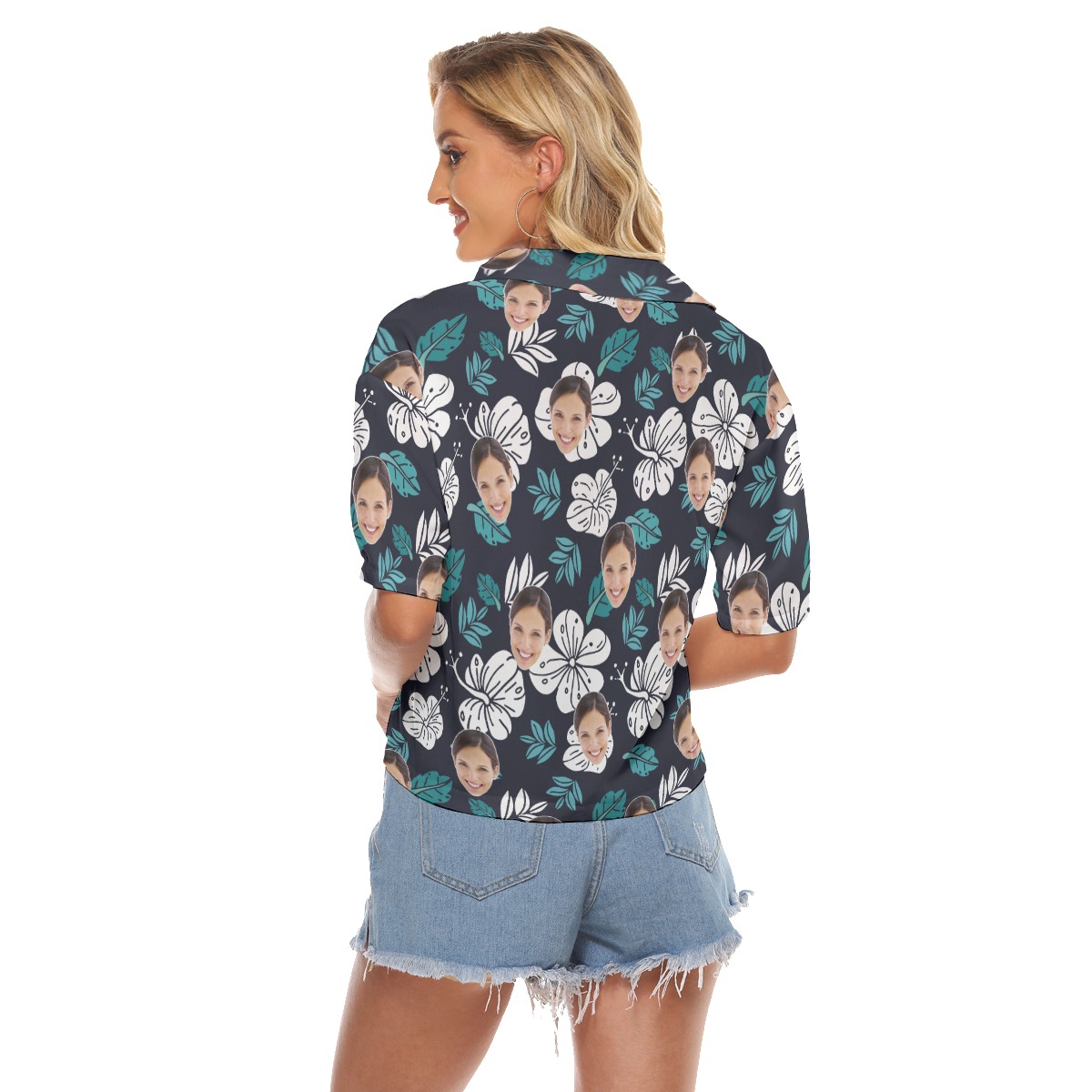 Custom Hawaiian Crop Top With Face For Women