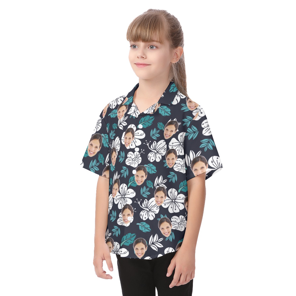 Floral Custom Hawaiian Shirt With Face For Kids