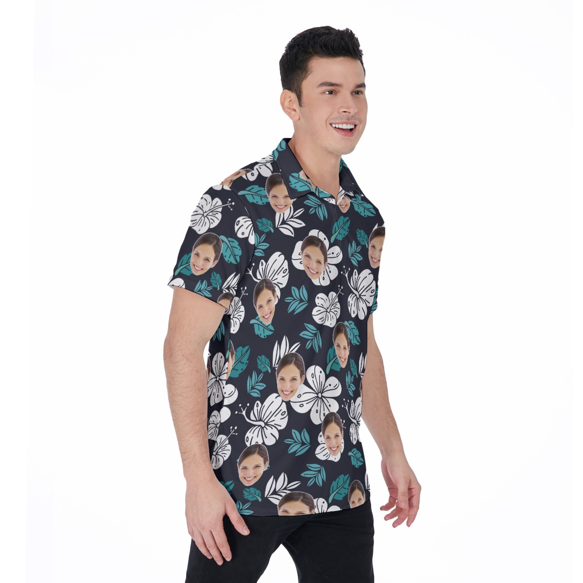 Custom Hawaiian Polo Shirt With Face For Men