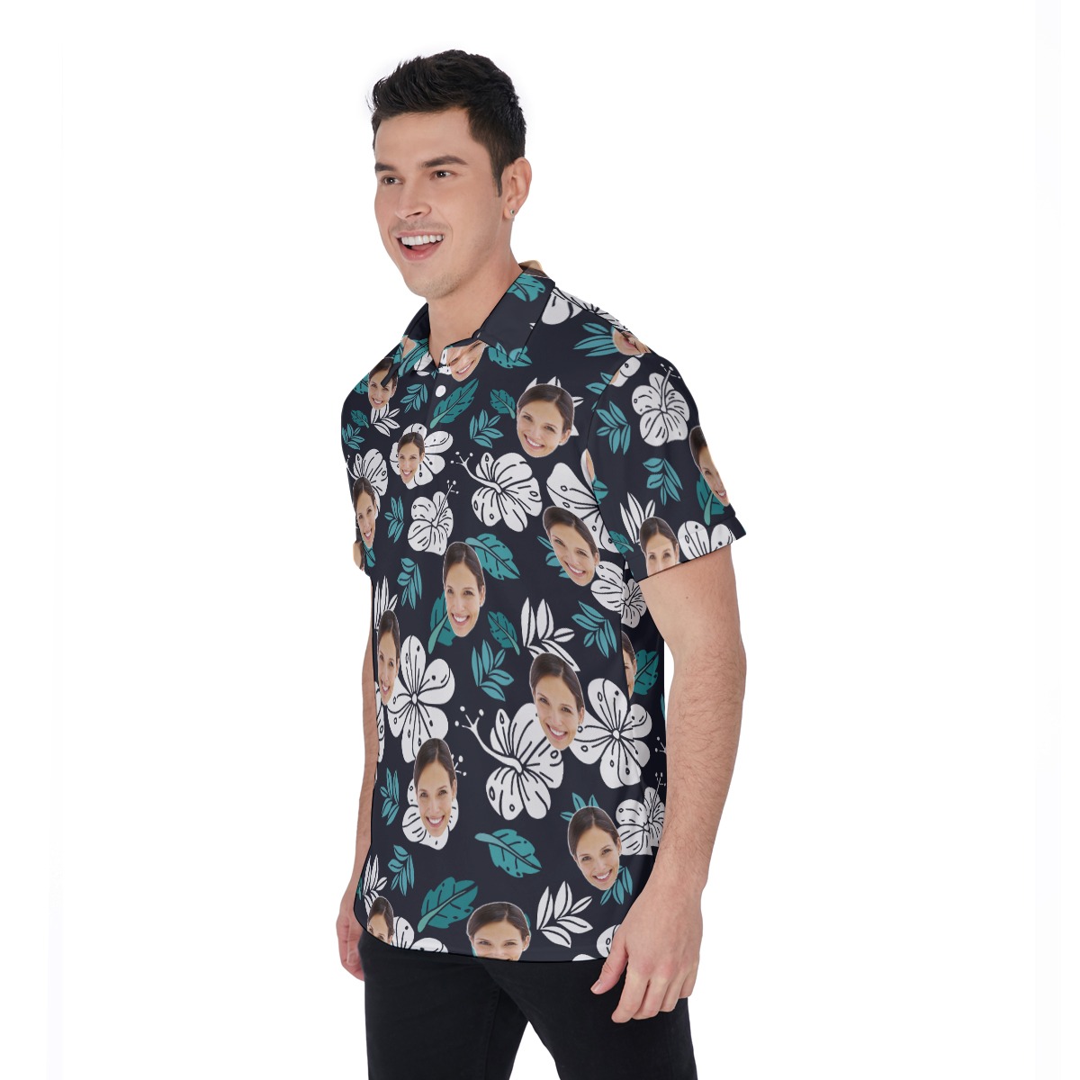 Custom Hawaiian Polo Shirt With Face For Men