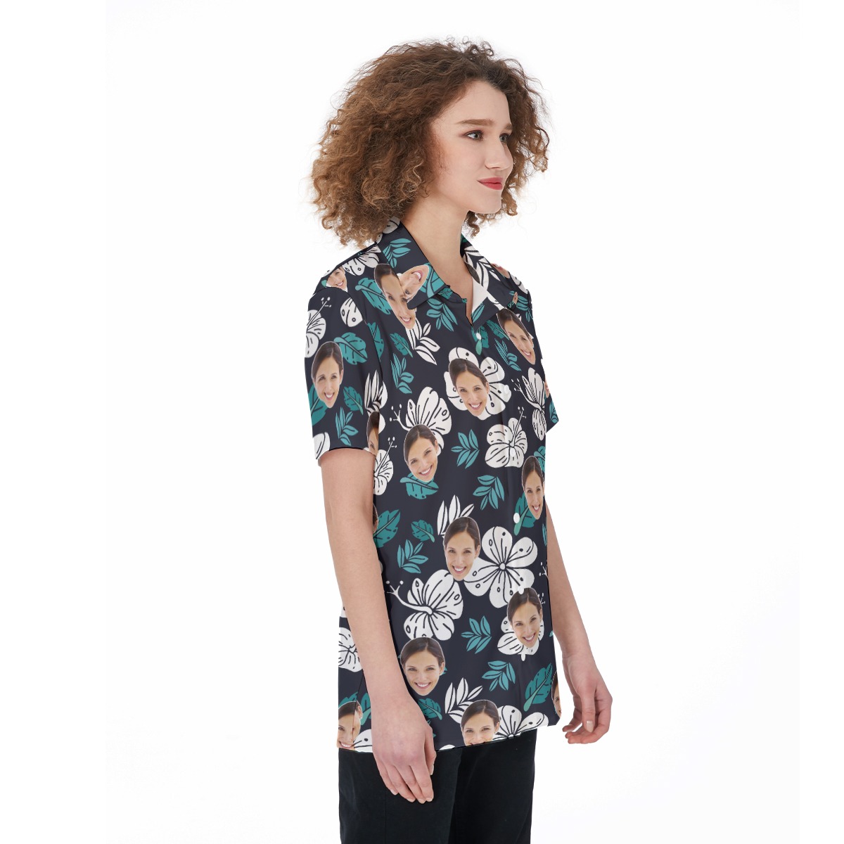 Floral Custom Hawaiian Shirt With Face For Women