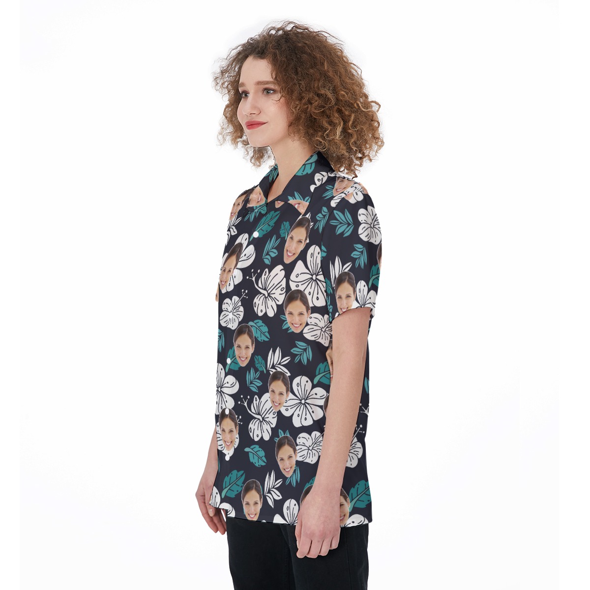 Floral Custom Hawaiian Shirt With Face For Women