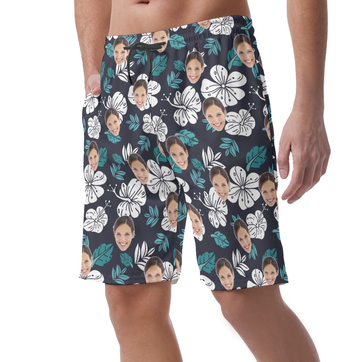 Custom Hawaiian Beach Shorts With Face For Men