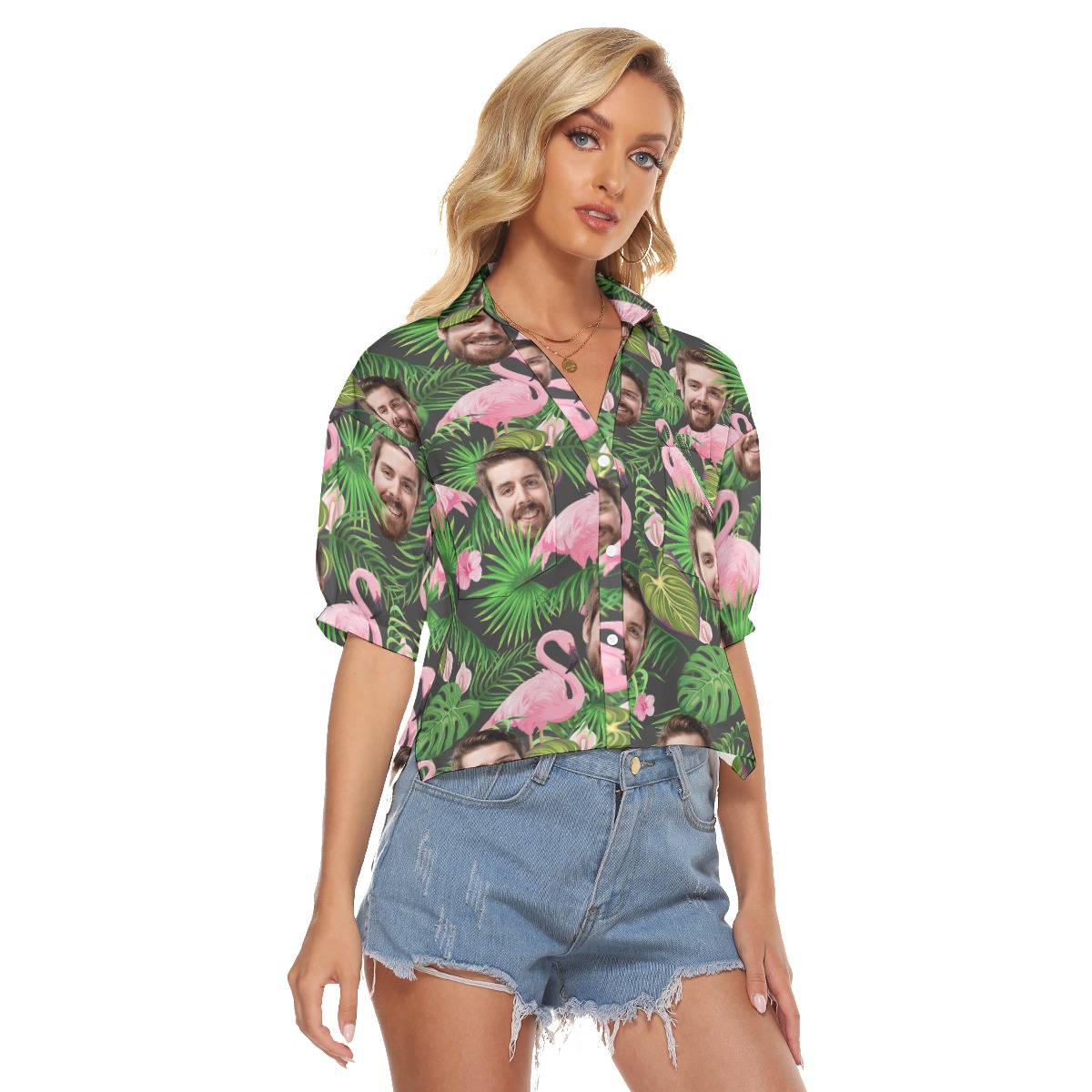 Women's Hawaiian Crop Top With Face Custom