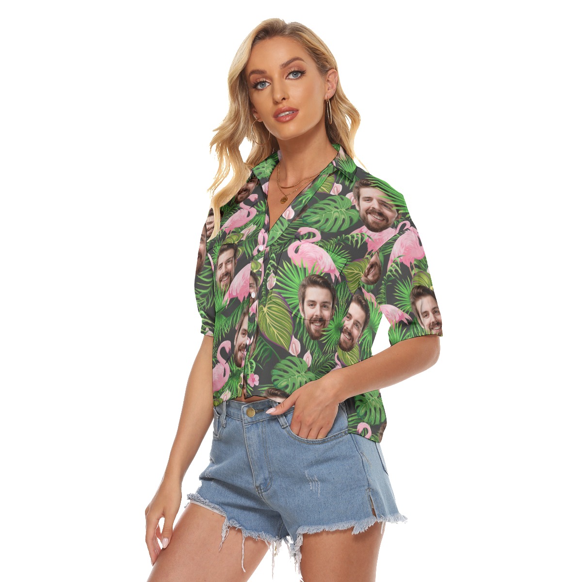 Women's Hawaiian Crop Top With Face Custom