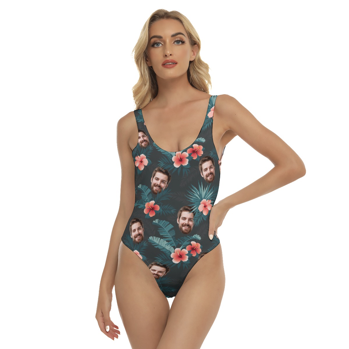 Custom Face Hawaiian One Piece Swimsuit For Women - variant image 1