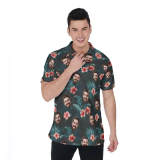 Tropical Custom Face Hawaiian Polo Shirt For Men