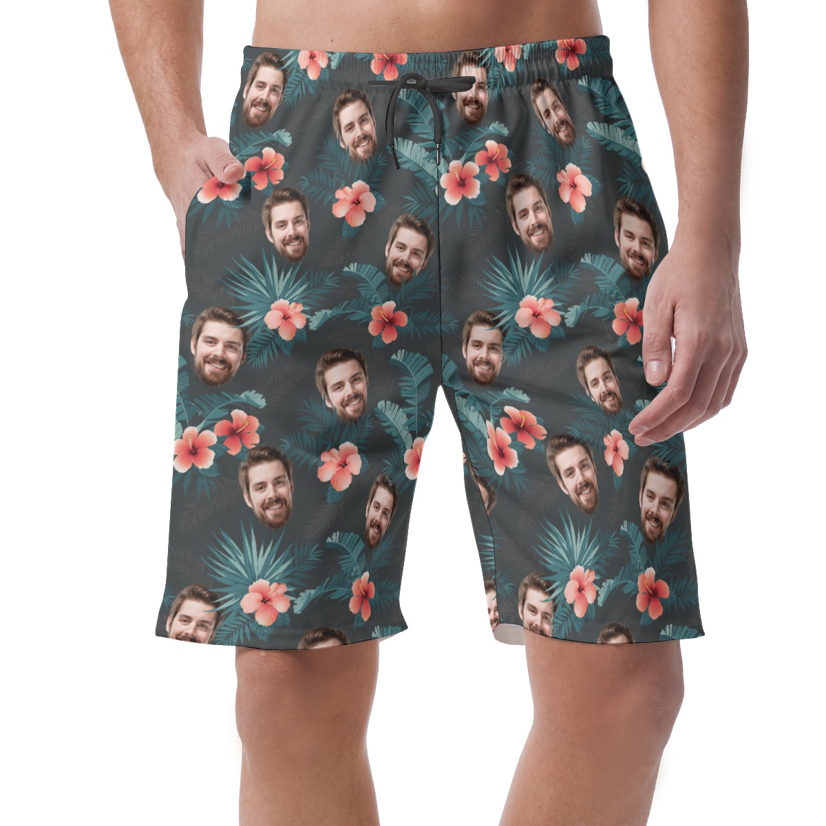 Custom Face Tropical Board Shorts For Men - variant image 1