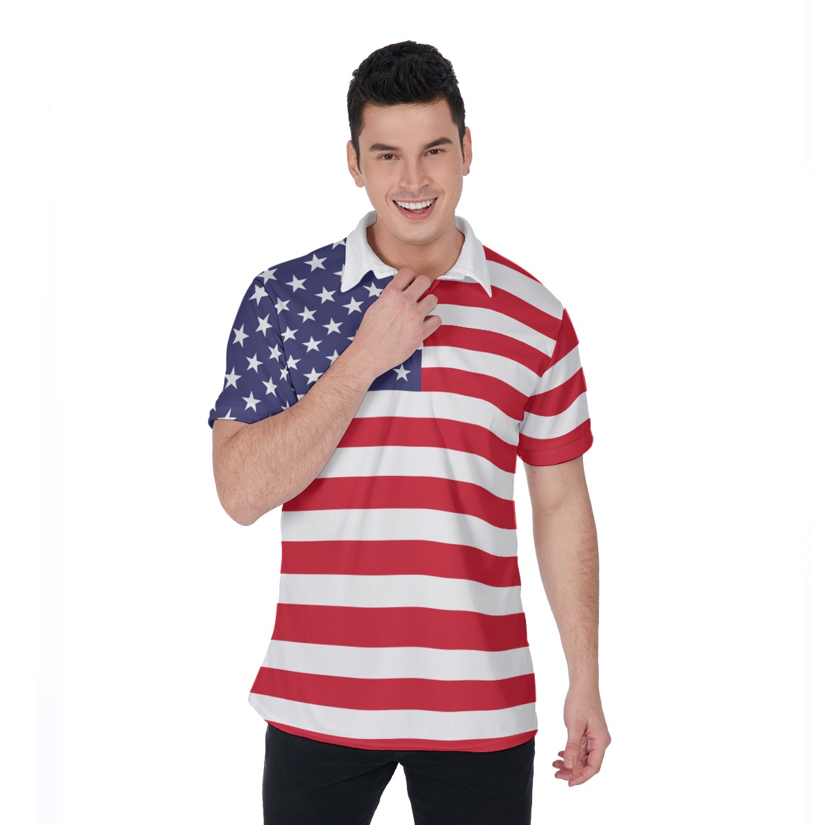 American Flag Golf Polo Shirt | Men's Patriotic Golf Shirt - variant image 1