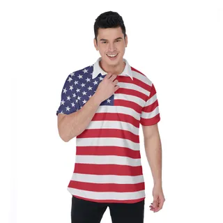 American Flag Golf Polo Shirt | Men's Patriotic Golf Shirt