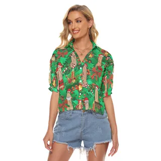 Funny Penis Christmas Hawaiian Crop Top For Women