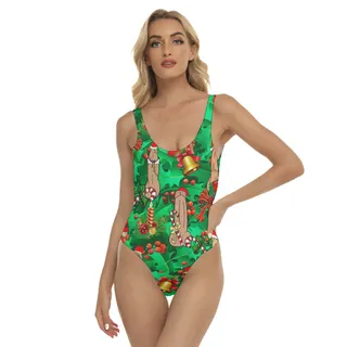 Christmas Penis Hawaiian One Piece Swimsuit For Women