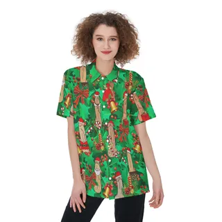 Funny Penis Christmas Aloha Shirt For Women