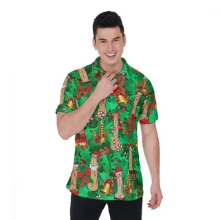 Funny Christmas Penis Hawaiian Polo Shirt For Men