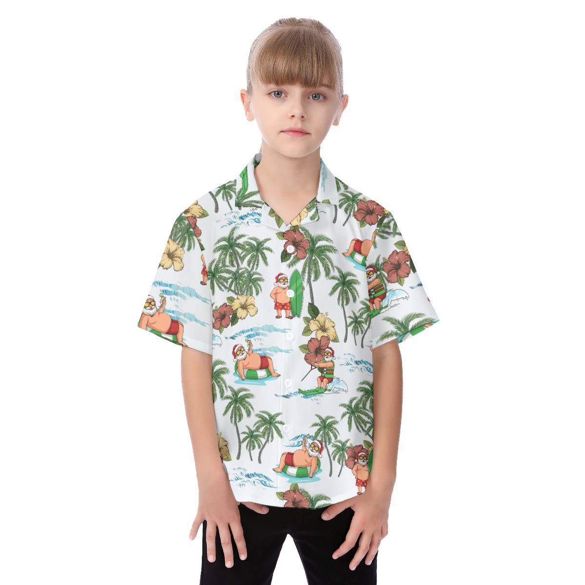 Cute Santa Claus Surfing Aloha Summer Shirt For Kids - variant image 1