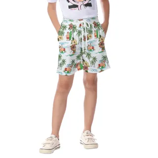 Santa Claus Surfing Tropical Hawaiian Board Shorts For Kids