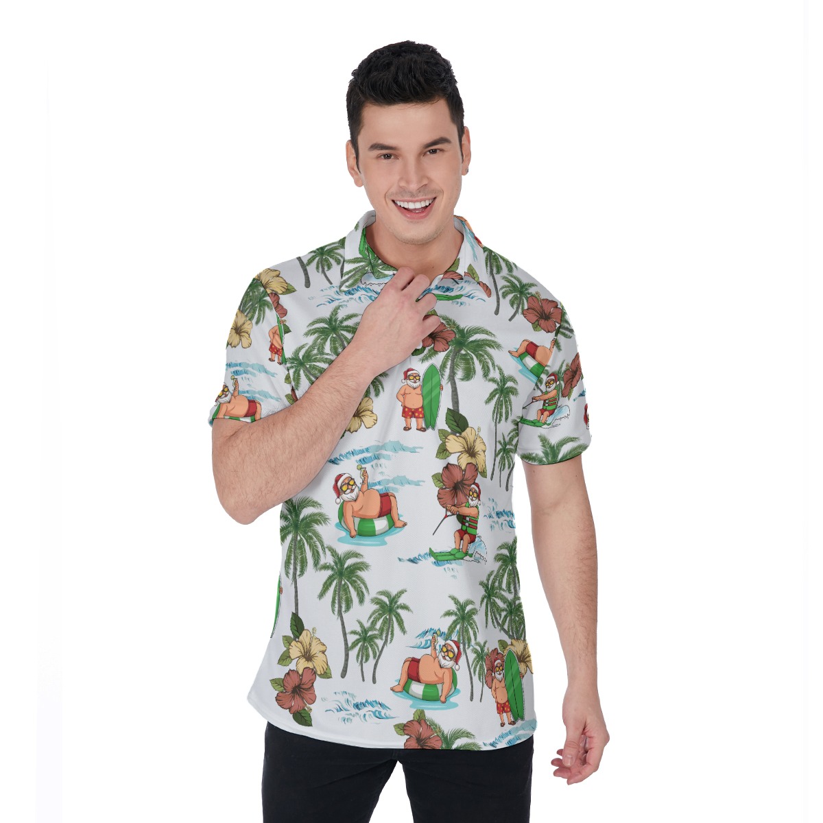 Santa Claus Summer Aloha Polo Shirt For Men - variant image 1