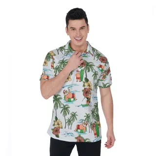 Santa Claus Summer Aloha Polo Shirt For Men