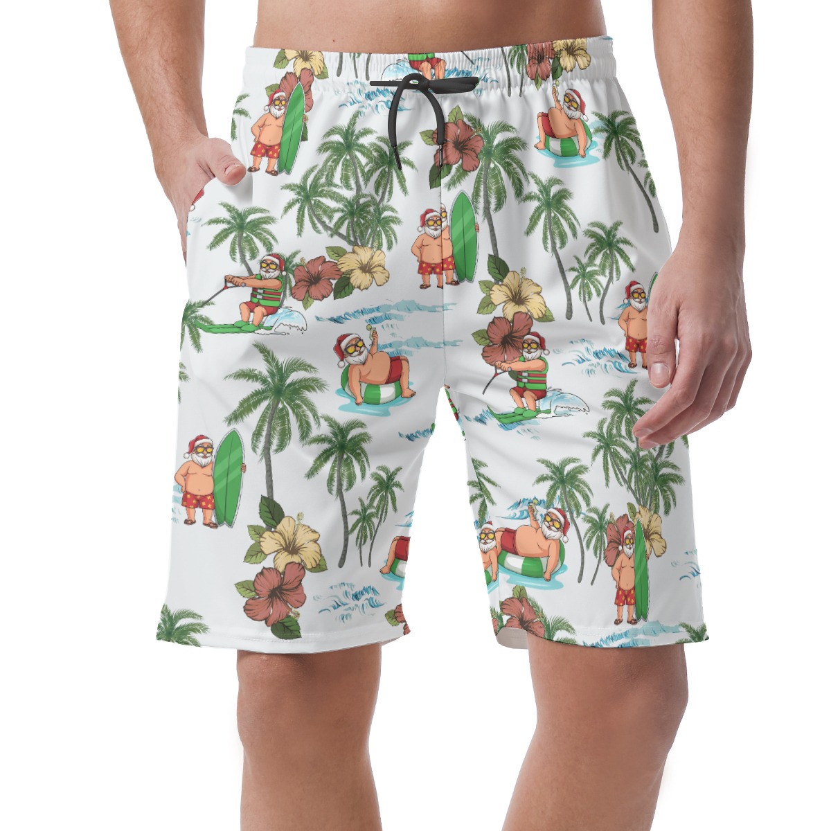 Santa Claus Tropical Hawaiian Board Shorts For Men - variant image 1