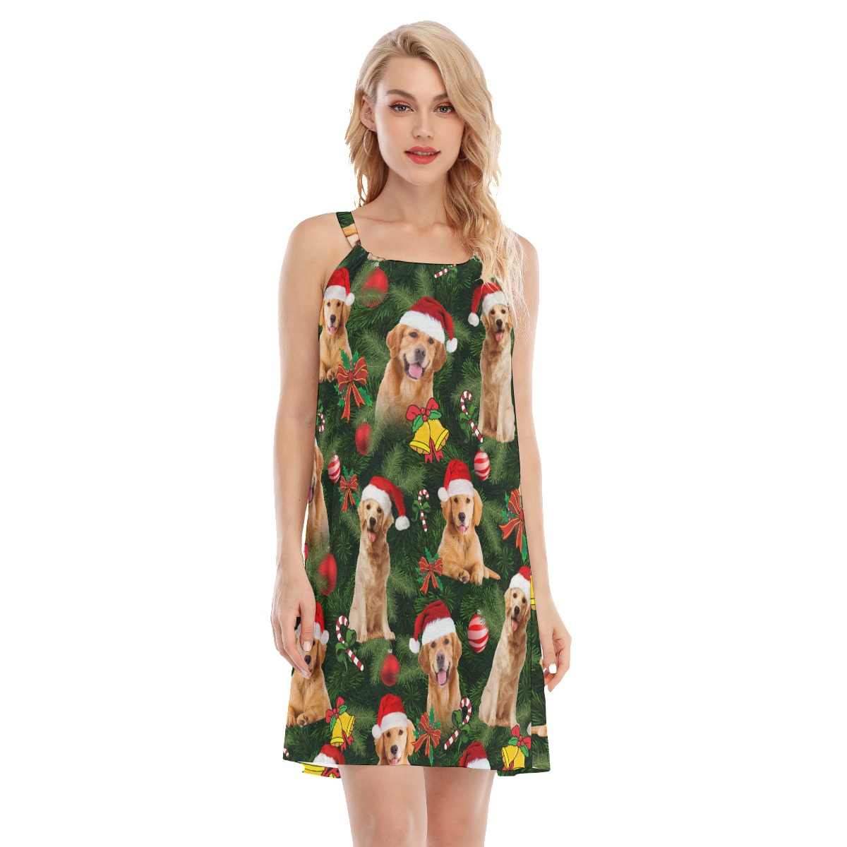 Golden Retriever Aloha Cami Dress For Christmas Vacation - variant image 1