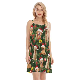 Golden Retriever Aloha Cami Dress For Christmas Vacation